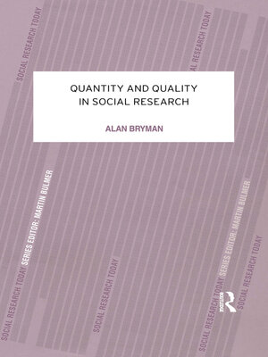 cover image of Quantity and Quality in Social Research